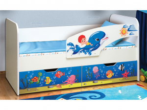 Кровать детская с фотопечатью Дельфин 800*1600