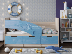 Кровать Дельфин-6 МДФ 1800 Голубой металлик